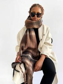 1pc Plus Size Women Winter Solid Plaid Scarf/ Scarf Color Scarf, Soft & Warm Wrap For Autumn And Winter, Warm & Comfortable Large Shawl, Windproof Outdoor, Simple & Versatile Wear Daily, Autumn/Winter Accessories Women Winter Warm Neck, - Multicolor - View 8