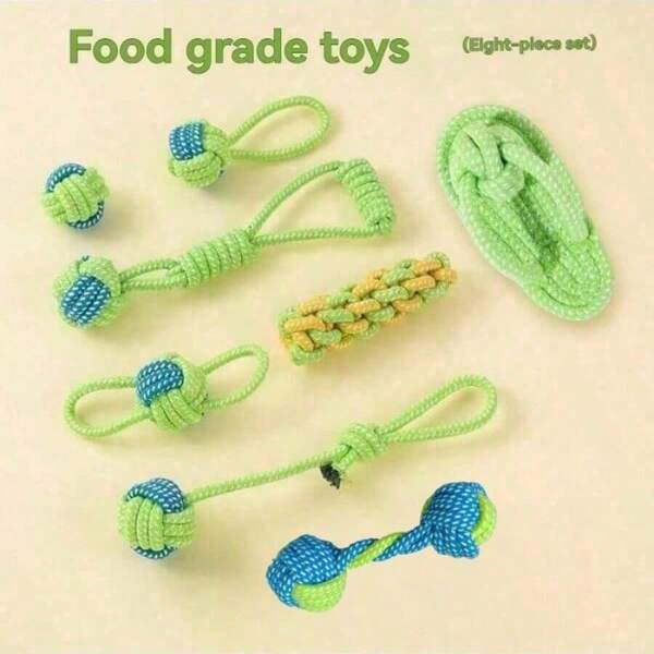 6 piezas/7 piezas/8 piezas Juguetes para masticar para perros con cuerda, pelotas de cuerda trenzada resistentes, cuerdas resistentes a la masticación para perros pequeños, labradores, pastores, golden retrievers, juego de tira y afloja