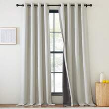 2025  Bedroom Curtains 2 Panels Sets Faux Linen Textured, Pinch Pleated Room Darkening Light/Heat Blocking Window Drapes Thermal Insulated For Living Room, Angora, W50 X L108, 2 Panels - Natural White - 查看 9