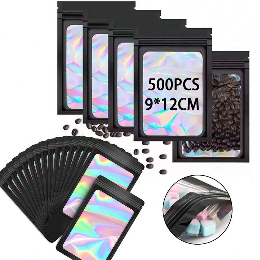 500 Piezas de bolsas de joyería anticorrosión, bolsas de cremallera transparentes para joyería, organizador de joyería pequeño, bolsas de almacenamiento para anillos y aretes, bolsas de embalaje de joyería resellables, con láser, de Mylar con cierre plano y frontal transparente, para guardar alimentos, dulces, labiales, cuentas, embalaje y exhibición de joyería, manualidades, decoración de uñas y pestañas postizas, ideal para fiestas y Navidad ,Víspera de Todos los Santos,decoración del hogar, regalo de Navidad, regalo de Año Nuevo, regalo para hombres, regalo para mujeres