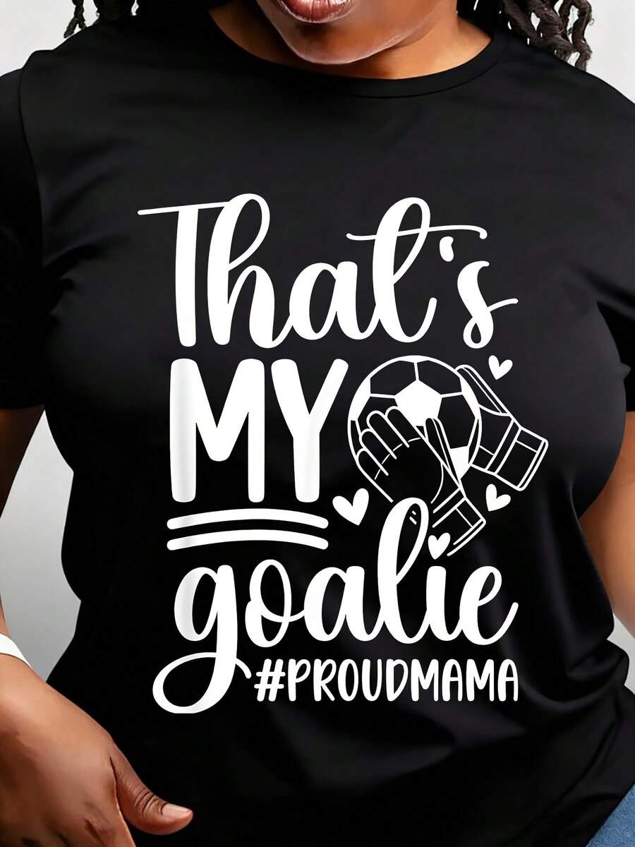 Women's My Goalie Soccer Goalkeeper Mom Of A Soccer Goalie Mama T-Shirt - 黑色 - 查看 1