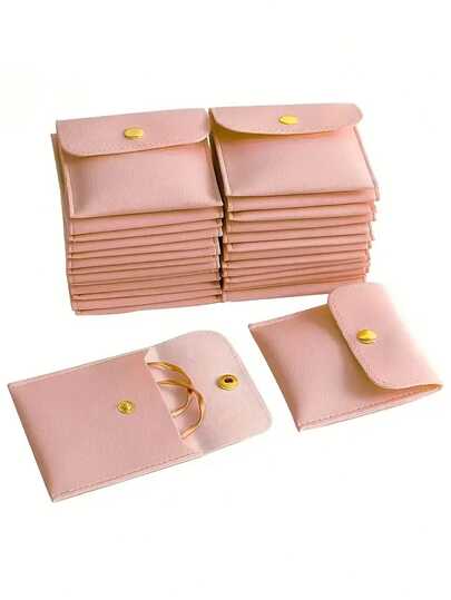 5个装首饰收纳袋，多种颜色可选，按扣式封口，适用于戒指、吊坠、项链、手链和小饰品，柔软轻便，旅行首饰收纳套装，带独立保护隔层，小巧便携，适合居家、旅行、礼品包装、特殊场合送礼、婚礼回礼、节日礼物、周年纪念、生日、旅行必备、日常使用、零售展示等。