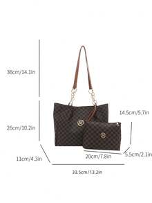 Two Pieces New Arrivals: A Large-Capacity M-Letter Printed Tote Bag With Double Handles, Perfect For Commuting To Work Or Campus Use. This Spacious Yet Lightweight Tote Bag Combines Classic Casual And Business-Casual Styles. Ideal For Young Women, College Students, And Professionals, It Seamlessly Adapts To Work Environments, Back-To-School Season, Middle/High School/University Life, And Holiday Travel. A Fashionable Zipper Tote Bag.