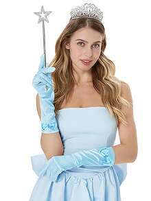 冬季公主服装配饰，角色扮演，1副手套，1根魔杖 - 彩色 - 查看 1