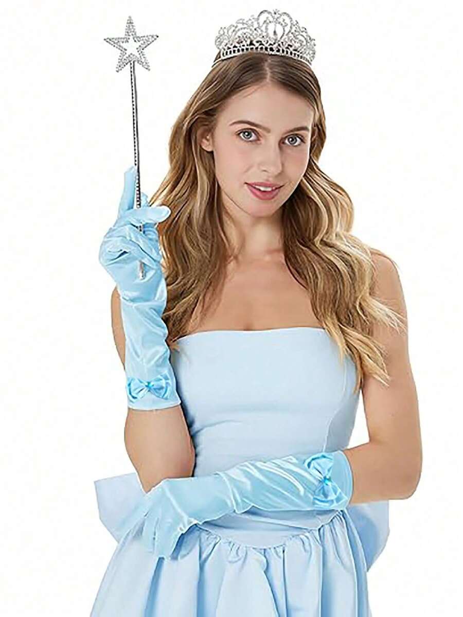 冬季公主服装配饰，角色扮演，1副手套，1根魔杖 - 彩色 - 查看 1