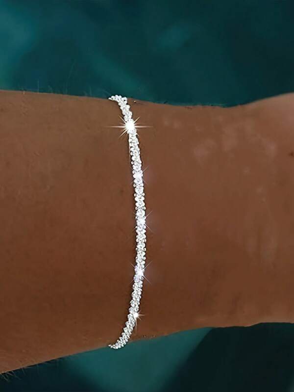 1pc S925 Sterling Silver Romantic Starry Sky Minimalist Bracelet, Unique Luxury Design, Versatile Women's Bracelet, Holiday Gift