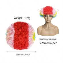 Colorful Clown Wig, Curly Wig For Cosplay, Sports Fans, Funny Party, Suitable For Halloween And Other Festivals - Multicolor - View 9
