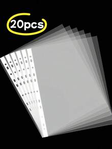 20 pezzi Buste trasparenti spesse formato A4, fogli protettivi per documenti impermeabili con 11 fori