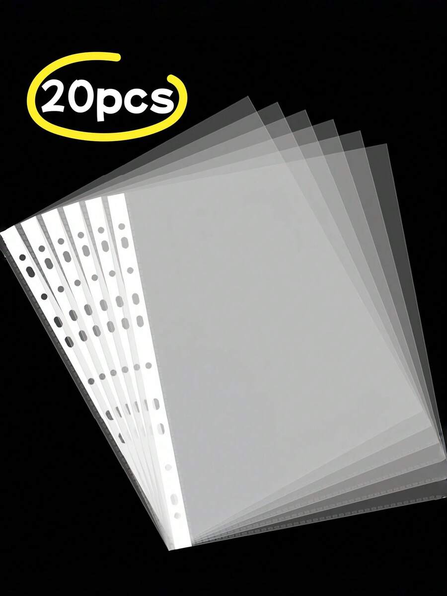 20 pezzi Buste trasparenti spesse formato A4, fogli protettivi per documenti impermeabili con 11 fori