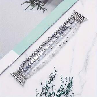 38/42毫米手工串珠水晶表带 - 透气设计，兼容 Watch，时尚商务配饰，适合工作、派对和运动场合，是送给女孩的完美礼物，派对腕带，运动表带，时尚表带，优雅腕带，轻盈材质，树脂珠，智能手表表带，可穿戴饰品，活力生活方式，女士时尚