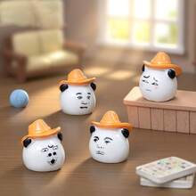 4 piezas de figuritas con diseño de cara de panda divertida, accesorios de decoración DIY, adornos de escritorio para micro paisaje, decoración interior de automóvil, accesorios de decoración del hogar, figuritas de decoración de micro paisaje con suculentas, decoraciones DIY para casa de muñecas