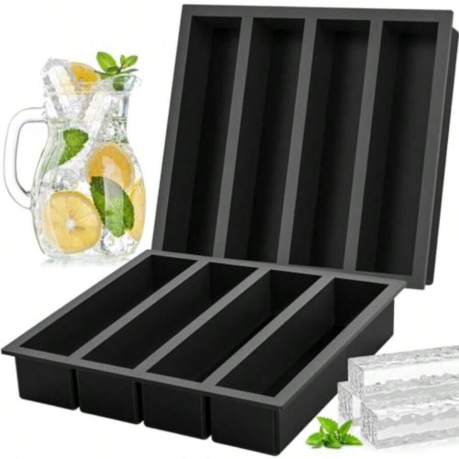 Silicone Ice Cube Trays Large For Whisky Collins Ice Cube Mold Tray Also Used For Butter Mold 2 Count - màu đen - Xem 1