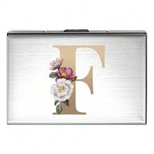 1 pièce Étui à cartes fin avec motif de lettre initiale de A à Z en or rose. Porte-cartes bancaires et de crédit minimaliste en métal d'aluminium fin. Porte-cartes RFID pour femmes et hommes. Organisateur de cartes bancaires mini-portefeuille petit portefeuille porte-cartes pour femmes et hommes - Argent - Voir 24