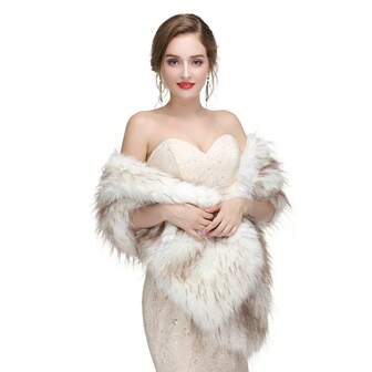 1 pezzo Scialle lungo e soffice color champagne da sposa, cappotto invernale e abiti autunnali da donna