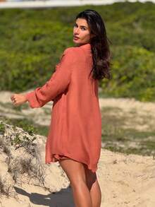 Beach Cover-Up, Shirt And Summer Shorts - Terracota - Ver 2