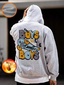 1pc Boys' Casual Printed Pullover Hoodie Sweatshirt, Warm Thermal Lined, Colorful And Imaginative Design, Autumn/Winter