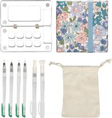 Juego de Paletas Portátiles de Acuarela, Paleta de Pintura de Viaje, Paleta Acrílica Transparente de 8 Paneles con Clip Pequeño, 6 Pinceles, Bolsa de Almacenaje (Sin Pigmentos) - 1 - Ver 2