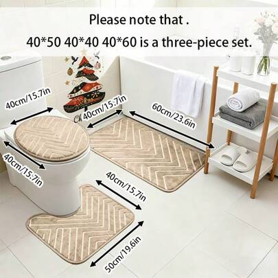 3 قطع طقم سجادة حمام من رغوة الذاكرة الماصة والمانعة للانزلاق، سجادة حمام ناعمة ومريحة عالية الجودة، للاستحمام والحمام والديكور المنزلي والمدخل المطبخ، سجادة صغيرة ماصة ومانعة للانزلاق للمرحاض