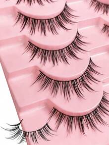 10 أزواج من رموش المانجا ذات الشريط الأسود، رموش مستعارة طبيعية متشابكة ناعمة، مثالية للتنكر والتمثيل، قابلة لإعادة الاستخدام