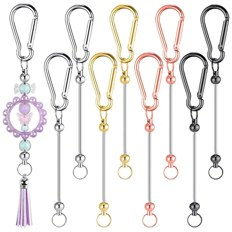 10pcs DIY Beaded Keychains, Blank Keychain Strips, Multipurpose Keychains, Suitable For Water Bottles, Backpacks, DIY Crafts, Gifts For Men And Women