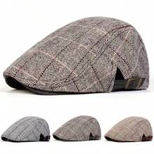 1 chiếc mũ nồi kẻ sọc nam, mũ lưỡi trai thời trang, mũ ấm áp ngoài trời thích hợp cho mùa thu/đông dạo phố, công sở, tiệc tùng - Nhiều màu - Xem 10
