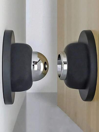 1/2pcs Powerful Magnetic Door Stopper, Magnetic Door Blocker With Double-Sided Tape, Matte Black Decorative Door Stopper, Noise-Reducing Silicone Material, Easy Installation Without Drilling, Suitable For Hotels And Homes, Anti-Collision, 3 Options Available