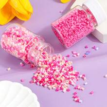 2000 piezas de cuentas Perler de 2.6mm de color rosa en botellas pequeñas recargables, ligeras y portátiles, adecuadas para hacer accesorios DIY y pequeñas decoraciones artesanales