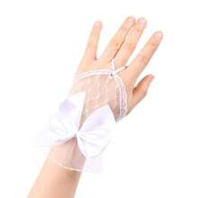 Party Bow Decor Fingerless Gloves Spider Valentine's Day Valentines - White - View 3