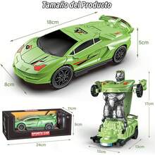 Coche de Control Remoto Transformable en Robot, Coches RC con Luces 2,4 GHz, Escala 1:18 Rotación de 360 °   Juguetes Robot, Regalos de Cumpleaños para Niños (Verde Claro) - Verde claro - Ver 5