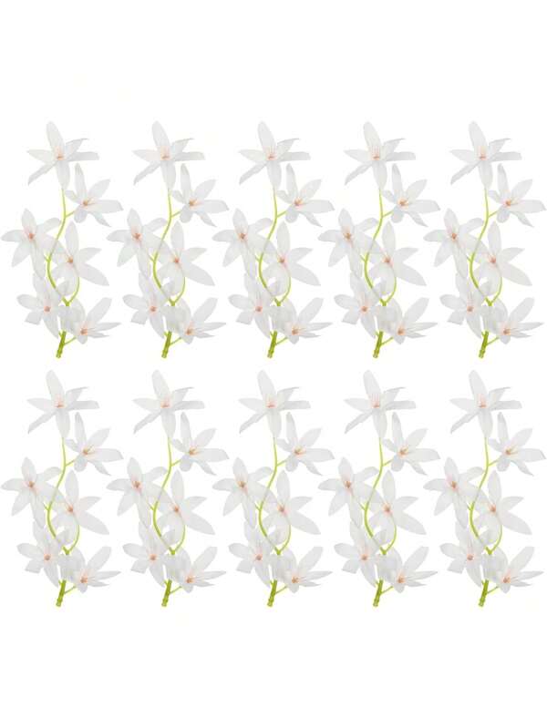 PATIKIL 18 cm künstliche Orchideenblume, 10 Stücke schwimmende Kerzen Simulationsblumen Zylindervase Füllungen für Heim- und Hochzeitsdekoration, Weiß