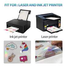 Clear Holographic Sticker Paper For Ink Jet & Laser Printer 20 Sheets Printable Vinyl Holographic Sticker Paper Waterproof Self-Adhesive, 8.5 X 11 Inches Transparent{Inchcolor_nameinch:Inch20SheetsHolographicClearinch} - 20 tờ Holographic Clear - Xem 6