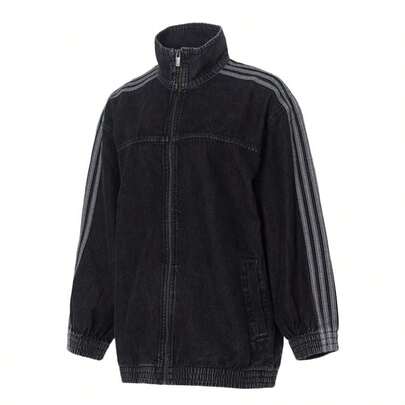 Adidas Chaqueta de punto de mezclilla para mujer, ligera, informal, corte holgado, cómoda, JY2897