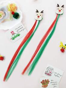 Clips y diademas navideños lindos y dulces, con varios elementos navideños (reno/árbol de Navidad/lazo/campana/muñeco de nieve) Extensiones de cabello coloridas, detalles festivos, accesorios para fiestas