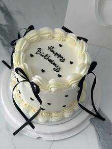 20pcs Bow Ribbon Cake Decorations, Black Silk Cake Skirt, Graduation Ceremony Cake Toppers, Decorate Your Cake, Birthday Party Tabletop Decor