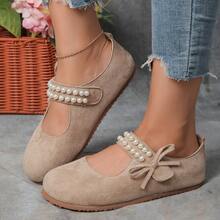 Fashionable And Versatile Pearl One-Strap Mary Jane Pink Birkenstocks With Girly Soft Soles - 卡其色 - 查看 4