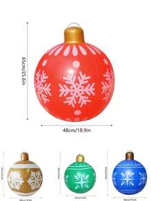 1pc 48*50cm PVC Inflatable Christmas Ball, Snowflake Design, Simple Style, Suitable For Indoor/Outdoor Christmas & New Year Decoration, Yard, Garden, Porch, Durable Inflatable Decor, Reusable, Optional Pump Set, No Electricity - Snowflake Christmas Ball - View 10