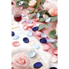 Suministros para bodas, pétalos falsos, decoración de la sala de bodas, pétalos espolvoreados a mano, simulación de confesión y propuesta de San Valentín, pétalos de rosa - Rosa + Azul - Ver 1
