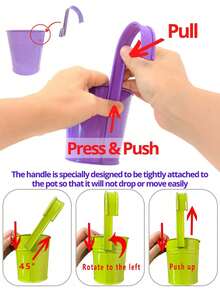 1 Peça Vaso de Flores de Ferro Suspenso para Cerca, Varanda, Jardim, Decoração Doméstica, Suporte de Flores com Ganchos Removíveis, Preto, Multicor