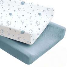 2 Packs Muslin Changing Pad Covers For Boys And Girls, Ultra Soft & Breathable Cotton Baby Diaper Changing Table Covers, Neutral Nursery Diaper Changing Pad Sheets, Baby Shower Gifts - Multicolor - View 23