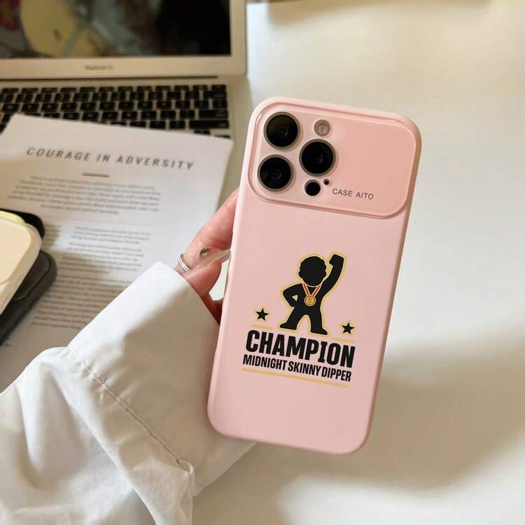 Compatible con la serie 17 Pro/17 Pro/17/16 Pro/15/14/13 Pro/Plus Nuevo teléfono inteligente con ventana grande Diseño de medalla de dibujos animados Lente completa, esquema de color evolucionado, teléfono de regalo - rosa - Añade 7