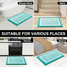OLANLY Bathroom Rugs 24x16, Extra Soft And Absorbent Microfiber Bath Mat, Non-Slip, Machine Washable, Quick Dry Shaggy Bath Carpet, Suitable For Bathroom Floor, Tub, Shower (Small, Green){Inchcolor_nameinch:InchGreenandWhiteinch,Inchsize_nameinch:Inch24\Inchx16\Inchinch} - Hijau dan Putih - View 9