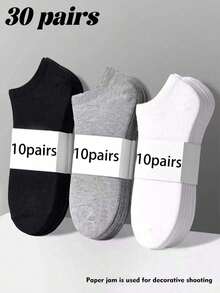 1/15/30 pares de calcetines de tobillo de unicolor unisex, calcetines invisibles, calcetines deportivos, calcetines minimalistas a juego, transpirables, suaves y cómodos, versátiles, adecuados para uso diario o casual al aire libre - Multicolor - Ver 9