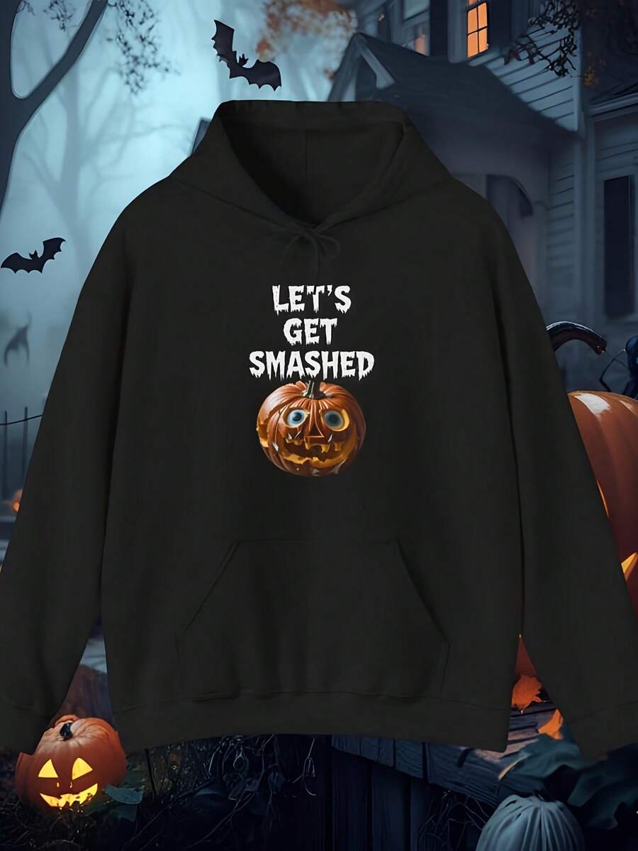 Lets Get Ashed Halloween Hoodie Funny Pumpkin Design Spooky Season Hoodie Halloween Party Rel Cozy Halloween Top - 款式5 - 查看 1