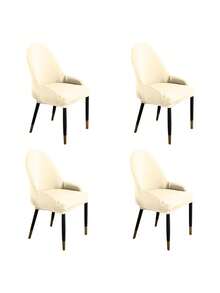1/4/6pcs Solid Color Minimalist Chair Covers For Home, Bedroom, Dining Room - Beige - View 6