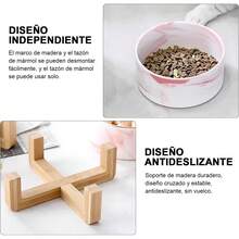 Plato para Perro y Gato de Cerámica Marmolizada con Base de Estabilizadora (Rosa 1) - Gris 1 - Ver 5