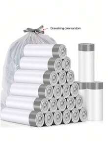 15/75/150 piezas Bolsas con cordón Trash, adecuadas para cocina pequeña, baño, dormitorio, extra resistentes, bolsas de basura sin olor, Disposable Bag Bolsa, forros de latas, artículos de limpieza, uso comercial, aptas para la cocina, sala de estar, cuarto de baño y oficina