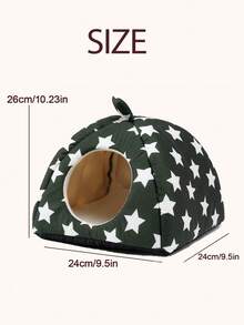 1pc Black Star Pattern Hamster Bed, Rabbit Hideaway, Cozy And Warm Small Pet Nest, Washable, Suitable For Small Pets, Ferrets, And Rabbits - Black - View 6