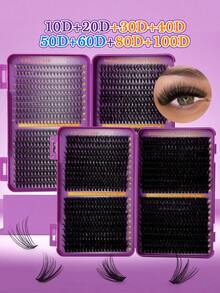 Bộ 800 mi chùm D Curl mi riêng lẻ, mi giả mềm mại và tự nhiên với keo dán và bịt kín, nhíp, mascara, bộ mi giả dày và mềm mại, bộ mi giả lâu trôi, bộ mi giả phân đoạn tự làm, sách mi + keo nối mi + cọ mắt bộ dụng cụ dành cho người mới bắt đầu, phù hợp cho trang điểm mắt tự làm đẹp khác nhau - Nhiều màu - Xem 5