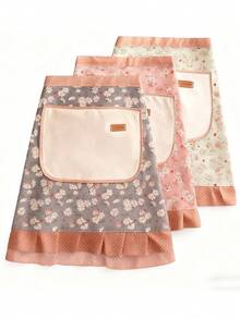 1pc Country Style Breathable Canvas Waist Half Apron, Servant Costume Apron Fresh Cute, Durable And Oil-Proof For Cooking, Kitchen Use, Home Use - Half Length Cooking & Dining Apron - Multicolor - View 2