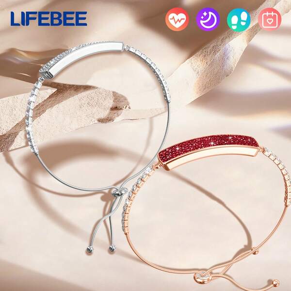 LIFEBEE Bracelet connecté mode LIFEBEE, bague de sport pour femmes avec diamant, surveillance précise du rythme cardiaque, de la pression et du sommeil, synchronisation des données via l'application